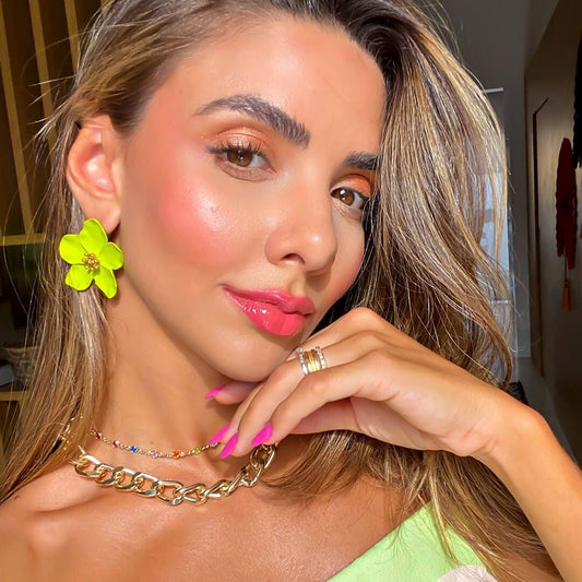 Brinco Piuka Flor Jasmim Verde