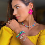 Pulseira Feminina Ana Beatriz Pedras Naturais Coloridas