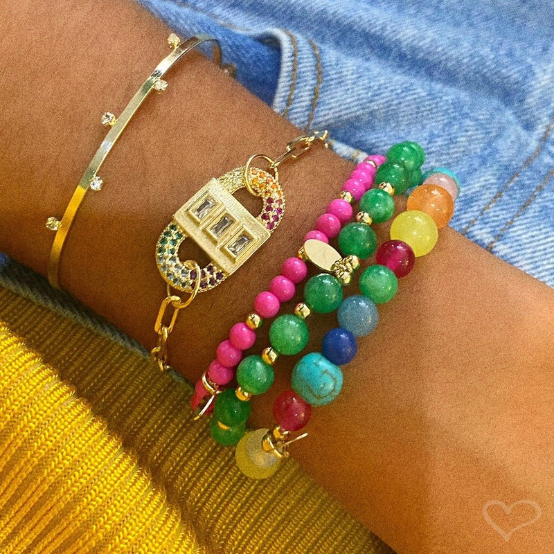 Pulseira Feminina Ana Beatriz Pedras Naturais Coloridas