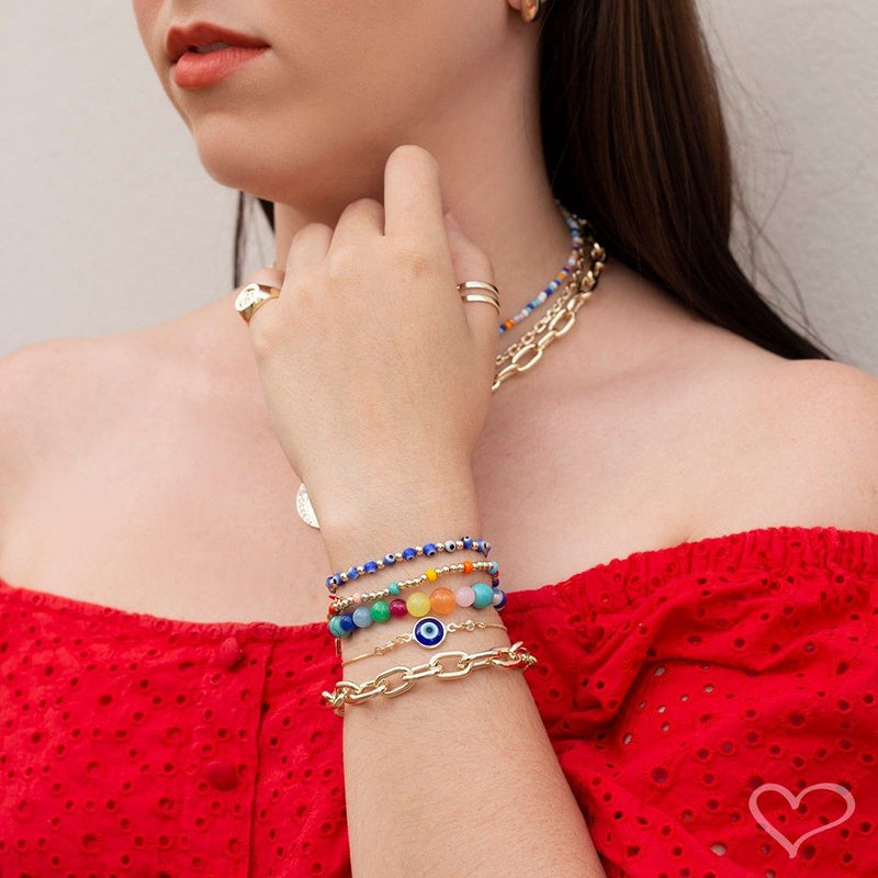 Pulseira Feminina Ana Beatriz Pedras Naturais Coloridas