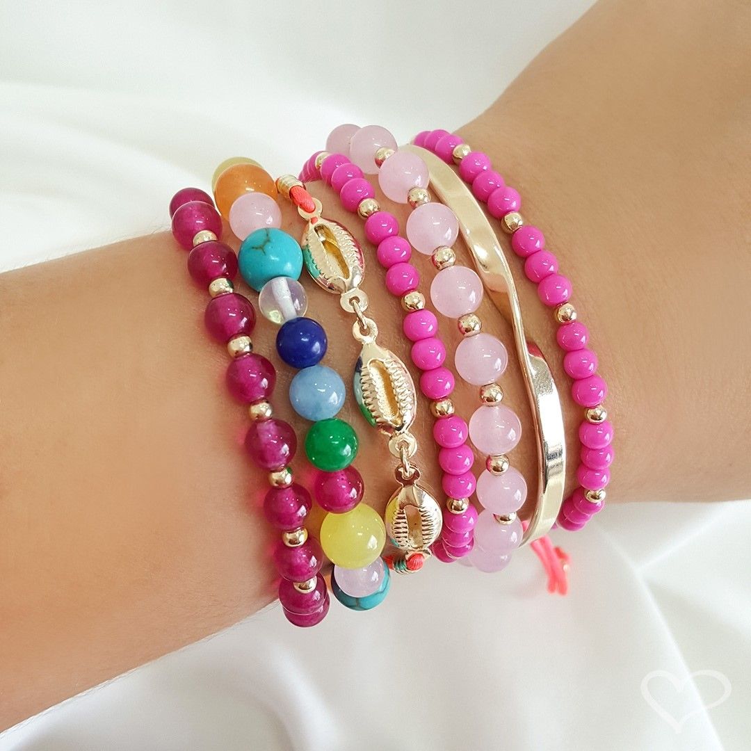 Pulseira Feminina Ana Beatriz Pedras Naturais Coloridas