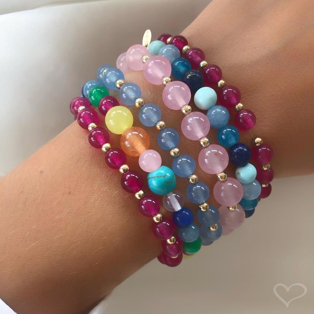 Pulseira Feminina Ana Beatriz Pedras Naturais Coloridas