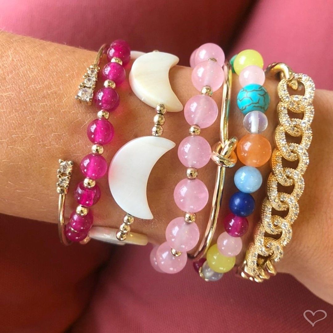 Pulseira Feminina Ana Beatriz Pedras Naturais Coloridas