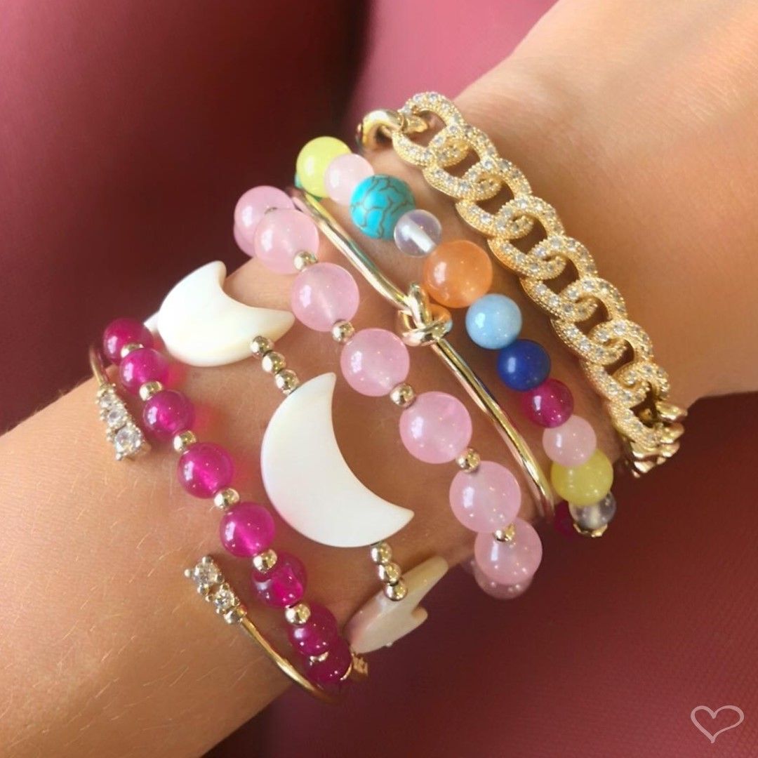 Pulseira Feminina Ana Beatriz Pedras Naturais Coloridas