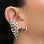 Trio de Brincos Argolinhas Bel Zircônias Folheado em Ródio Branco