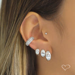 Trio de Brincos Argolinhas Cacá Estrelas Zircônias Folheado em Ródio Branco