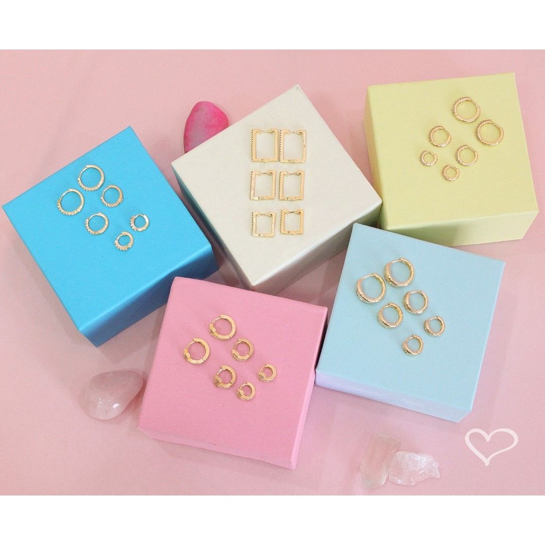 Trio de Brincos Argolinhas Laurie Cruz Zircônias Folheado a Ouro 18k