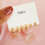 Trio de Brincos Argolinhas Cacá Estrelas Zircônias Folheado a Ouro 18k