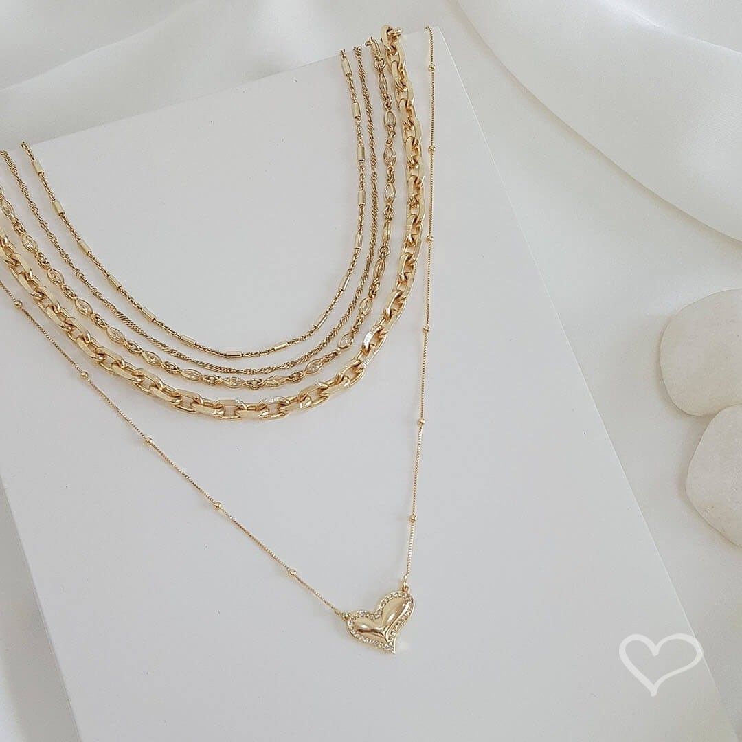 Colar de Coração Folheado a Ouro 18k