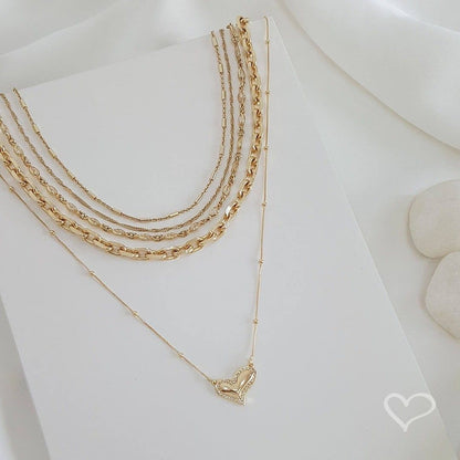 Colar de Coração Folheado a Ouro 18k