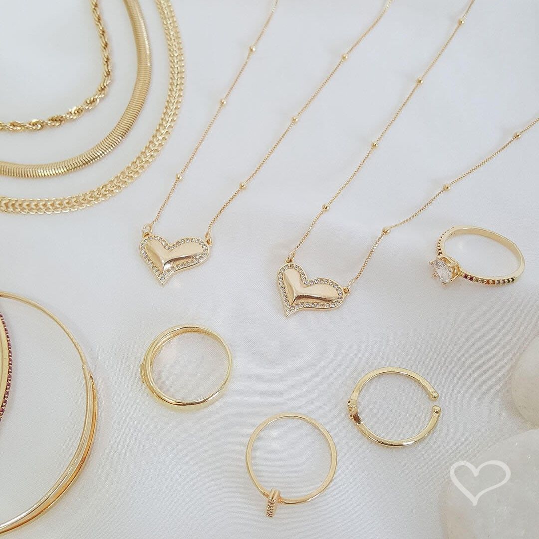 Colar de Coração Folheado a Ouro 18k