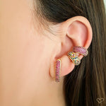 Piercing de Encaixe Piuka Tainá 5 Fileiras Zircônias Pink Folheado a Ouro 18k