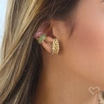 Piercing de Encaixe Piuka Tainá 5 Fileiras Zircônias Pink Folheado a Ouro 18k
