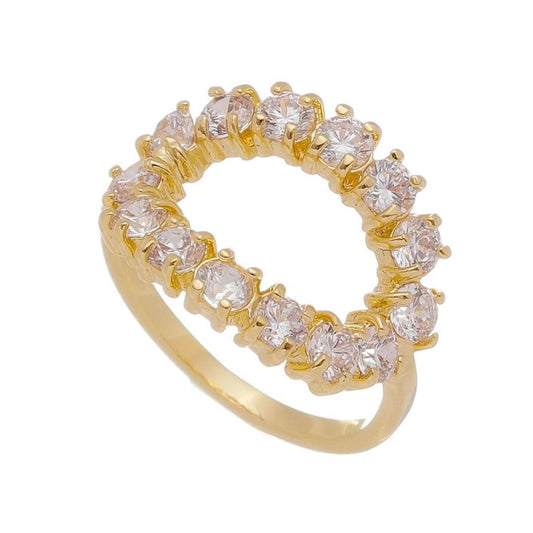 Anel Folheado a Ouro 18k Zircônias Cristal Layla