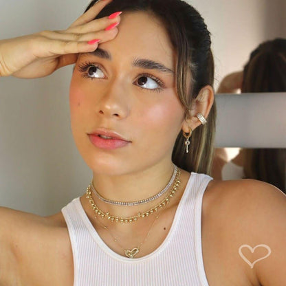 Choker Piuka Taylor Pequena Zircônias Baguete Cristal Folheado a Ouro 18k