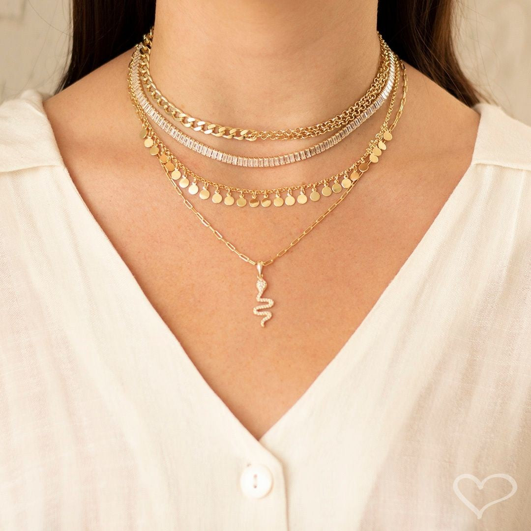 Choker Piuka Taylor Pequena Zircônias Baguete Cristal Folheado a Ouro 18k