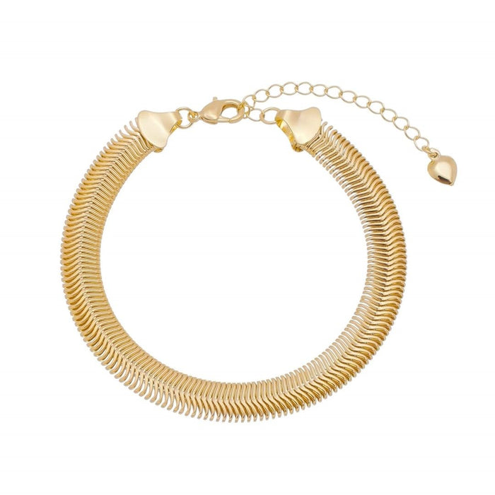 Pulseira Folheada a Ouro 18k Malha Metal Larga Fernanda