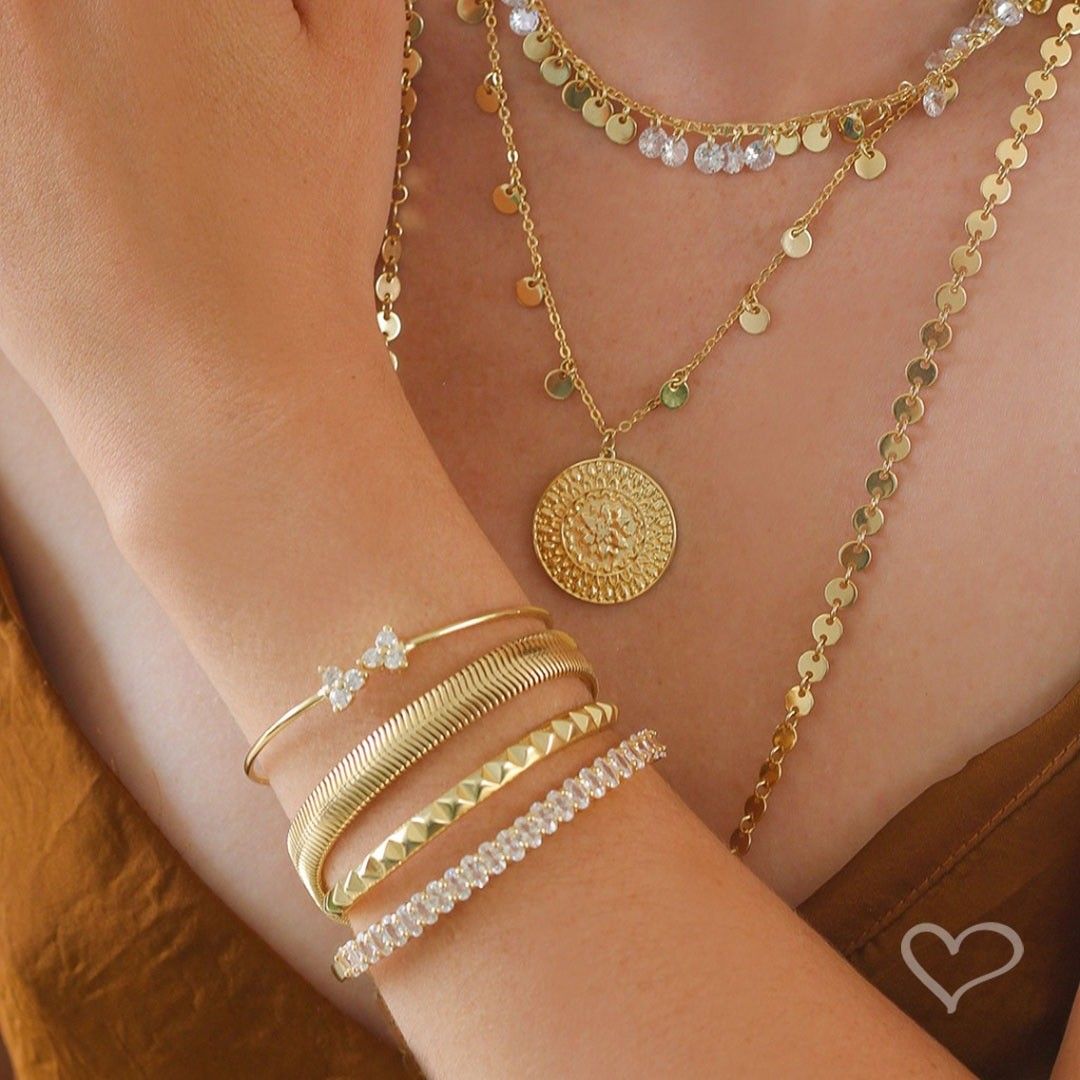 Pulseira Folheada a Ouro 18k Malha Metal Larga Fernanda