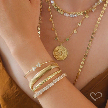 Pulseira Folheada a Ouro 18k Malha Metal Larga Fernanda