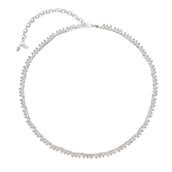 Colar Curto Celina Riviera Zircônias Gota Cristal Folheado em Ródio Branco