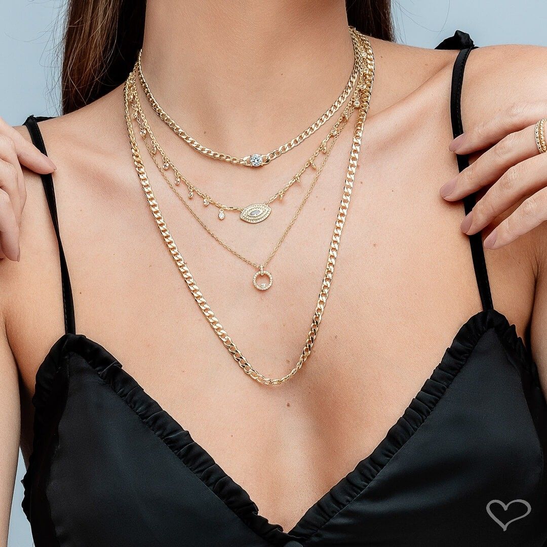 Colar Longo Margo Elos Folheado a Ouro 18k