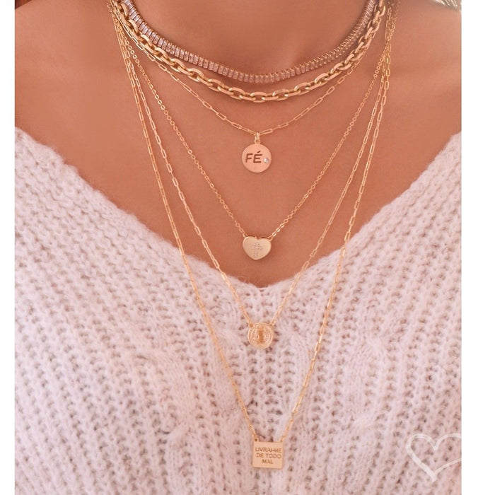 Escapulário Feminino São Bento Folheado a Ouro 18k