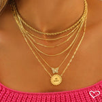 Colar Feminino Medalha Be Kind Folheado a Ouro 18k
