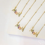 Colar Feminino Mom Zircônias Coloridas Folheado a Ouro 18k