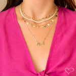 Colar Feminino Mom Zircônias Coloridas Folheado a Ouro 18k