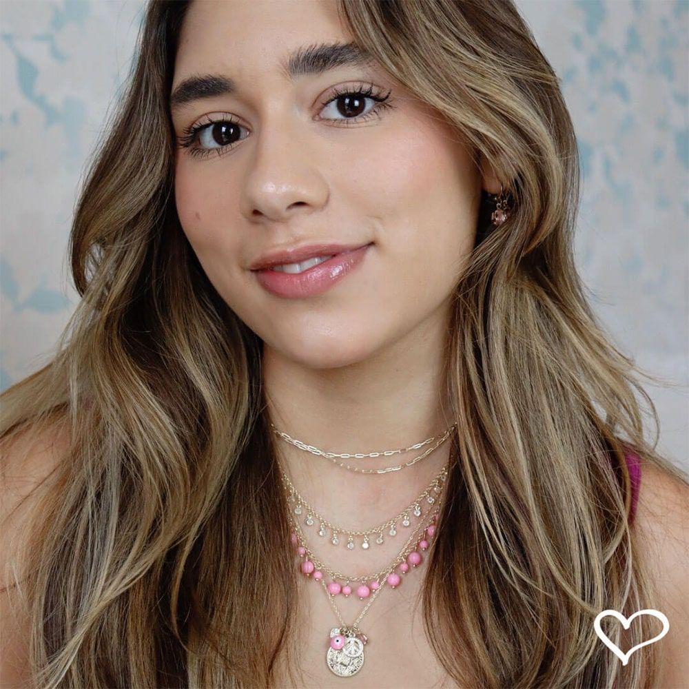 Choker Piuka Luara Murano Rosa Folheado a Ouro 18k