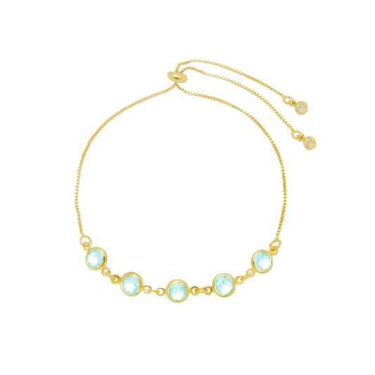 Pulseira Folheada a Ouro 18k Ajustável Zircônias Acqua Betina