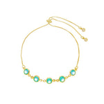 Pulseira Folheada a Ouro 18k Ajustável Zircônias Azul Betina