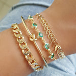 Pulseira Folheada a Ouro 18k Ajustável Zircônias Azul Betina