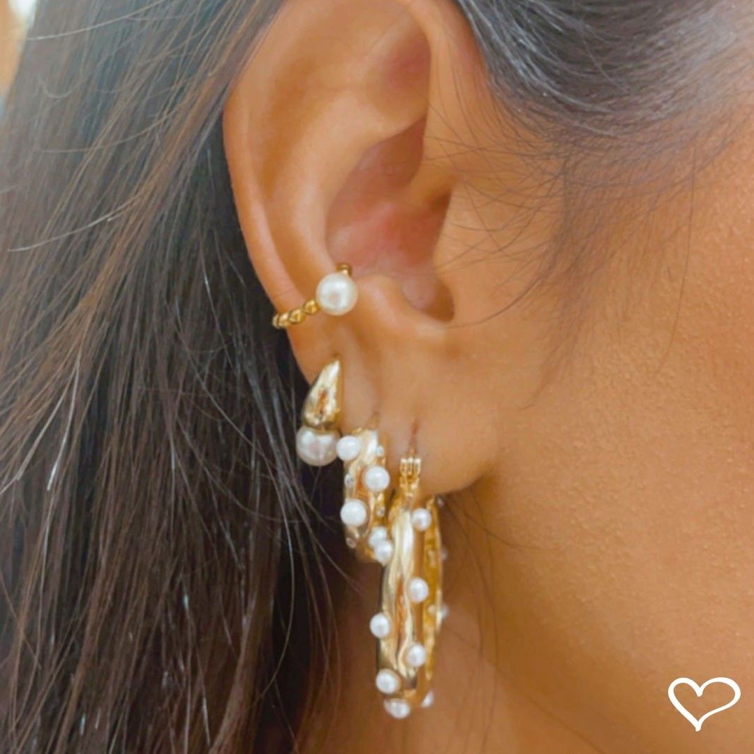 Brinco de Argola Manuela Pérolas Folheado a Ouro 18k