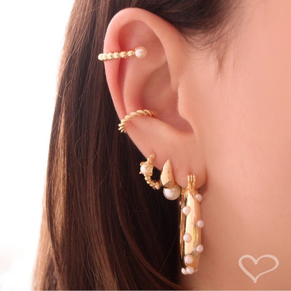 Brinco de Argola Manuela Pérolas Folheado a Ouro 18k