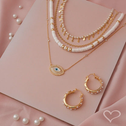 Brinco de Argola Manuela Pérolas Folheado a Ouro 18k