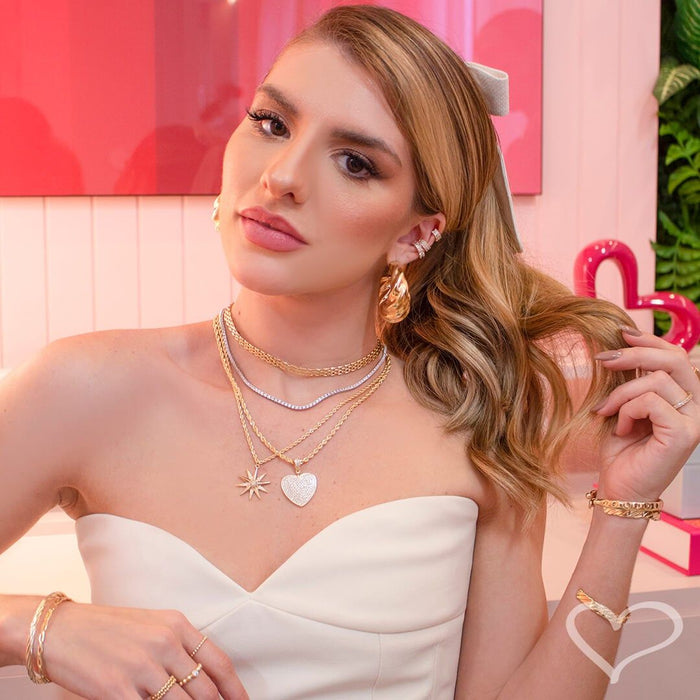 Colar Feminino  Ellie Estrela de Luz Zircônias Folheado a Ouro 18k