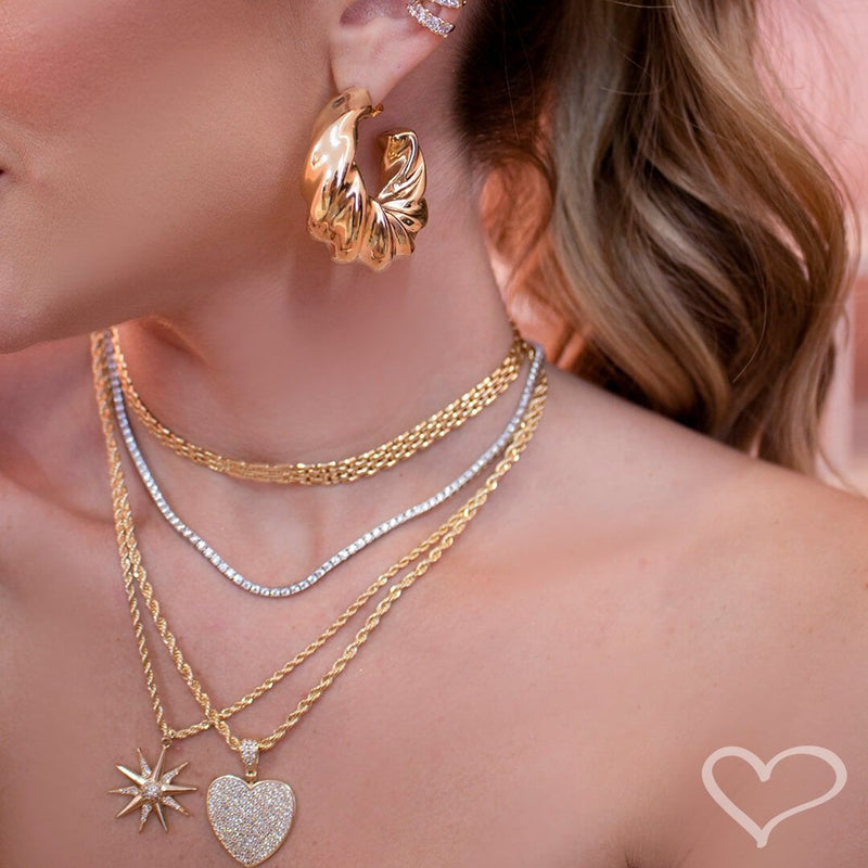 Colar Feminino  Ellie Estrela de Luz Zircônias Folheado a Ouro 18k