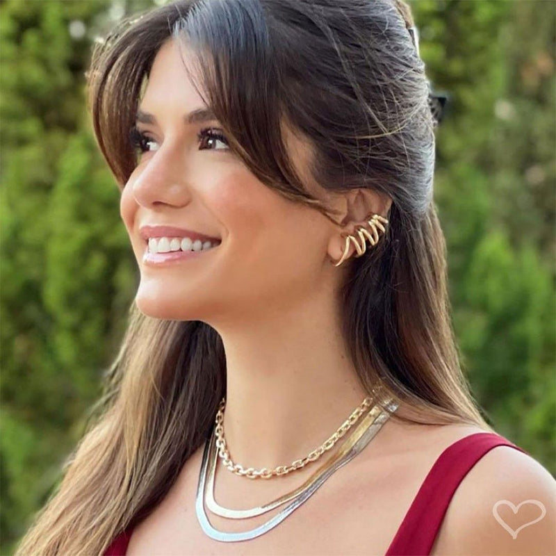 Choker Piuka Vittoria 2 Voltas Malha Metal Folheada a Ouro 18k e Folheada em Ródio Branco