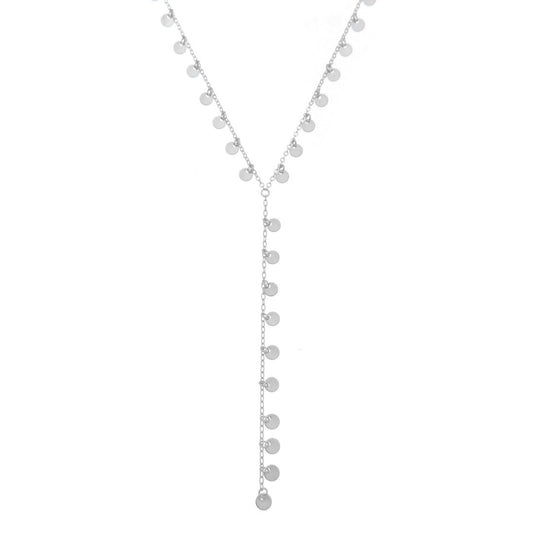 Colar Gravatinha Lea Mini Medalhas Folheado em Ródio Branco