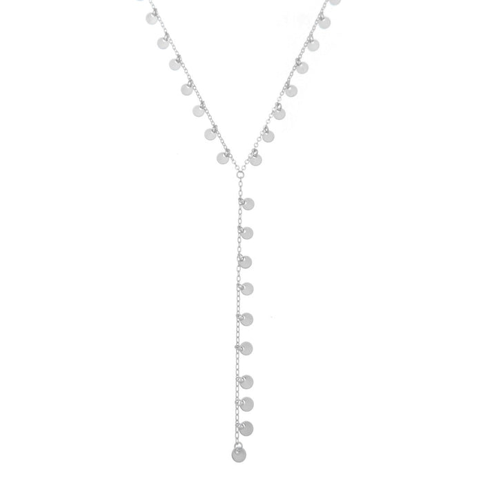 Colar Gravatinha Lea Mini Medalhas Folheado em Ródio Branco