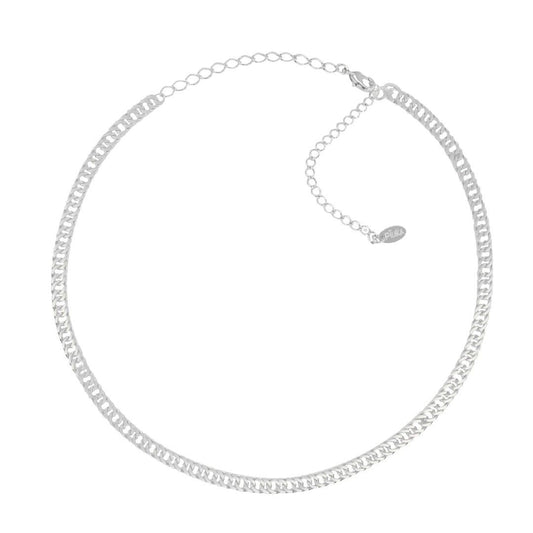 Choker Piuka Anne Corrente Corrente Folheada em Ródio Branco