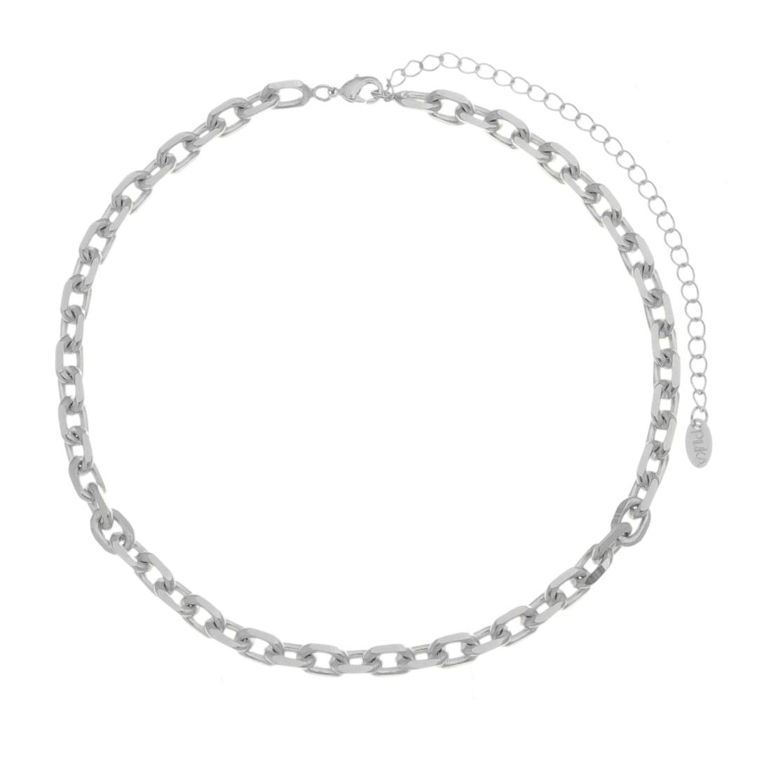 Choker Piuka Mônica Dua Elos Folheada em Ródio Branco