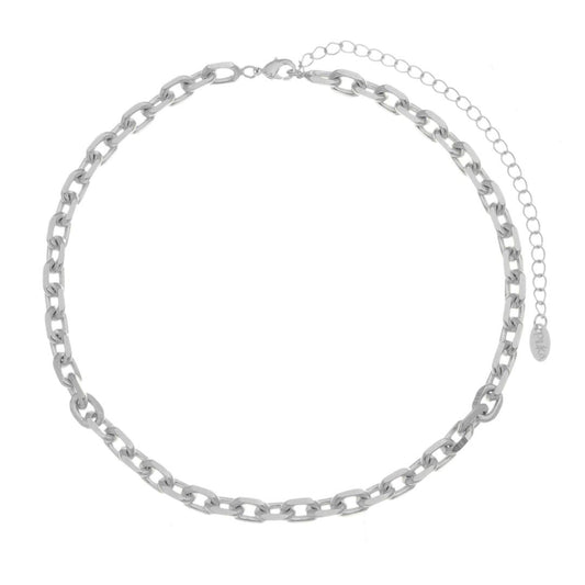 Choker Piuka Mônica Dua Elos Folheada em Ródio Branco