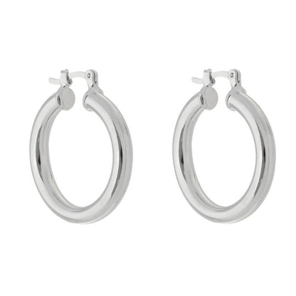 Brinco de Argola Tubo Nana M Folheado em Ródio Branco