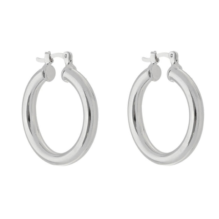 Brinco de Argola Tubo Nana M Folheado em Ródio Branco