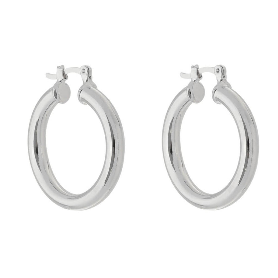 Brinco de Argola Tubo Nana M Folheado em Ródio Branco