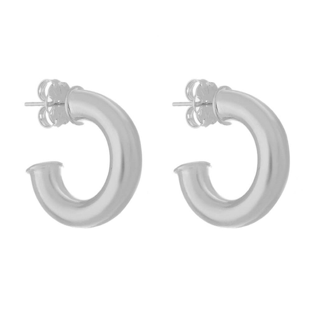 Brinco de Argola Tubo Lele M Folheado em Ródio Branco