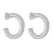 Brinco de Argola Tubo Lele G Folheado em Ródio Branco