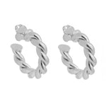 Brinco de Argola Tubo Torcido Camila M Folheado em Ródio Branco